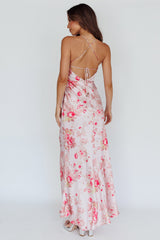 Alora Tie-Up Back Maxi Dress Floral Pink