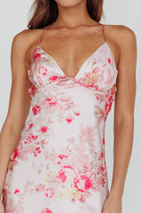 Alora Tie-Up Back Maxi Dress Floral Pink