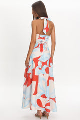 Riga Halterneck Maxi Dress Blue Multi