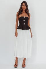 Rebel Peplum Bodice Midi Dress Black