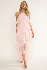 Darylyn Tiered Ruffle Maxi Dress Pink