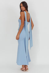 Jeramia Strapless Brooch Maxi Dress Blue