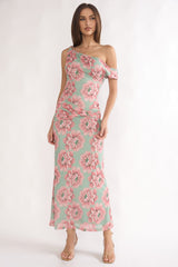 Harla Asymmetric Neckline Maxi Dress Floral