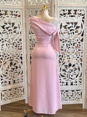 Pink Asymmetrical Midi Dress - no Estira, no Stretchy