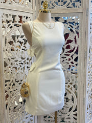 Bow Line Mini Ivory Dress -No Estira, Not Stretchy