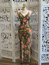 Olive Floral Maxi Dress - No Estira, Not Stretchy