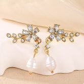 Flower Pearl Drop Earrings