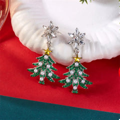 Christmas Tree Snowflake Dangle Earrings