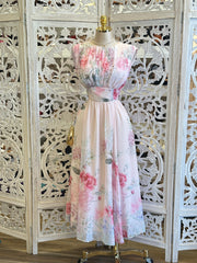 Boat Neck Floral Maxi Pastel Dress-Stretchy, Estira