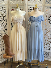Smocked Linen Maxi Dress- Estira, Stretchy