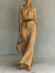 NADINE – ELEGANT PLUNGING MAXI WRAP DRESS