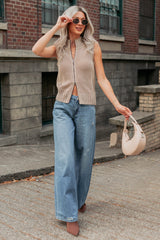 Radiant & Relaxed Stripe Cable Knit Vest (Coco)