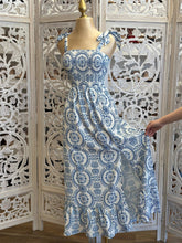 Bow Tie Strap Patterned Maxi Dress- Stretchy
