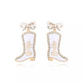 Cowgirl Boot Dangle Earrings with Bow
