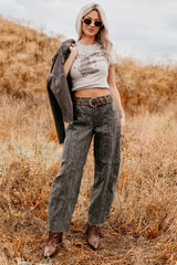 Kelsey Cheetah Seamed Barrel Hidden Jeans (Brown Cheetah)