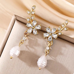 Flower Pearl Drop Earrings