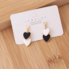 Sweet Doubl Heart Drop Earrings