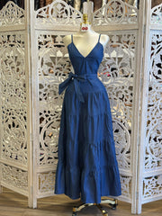Tiered Denim Dress -Not Stretchy, No Estira