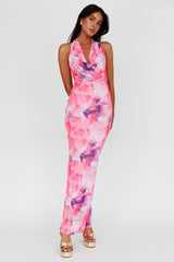 Janika Halterneck Maxi Dress Floral Pink