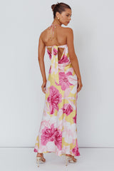 Jacquelynne Halter Cowl Back Maxi Dress Pink
