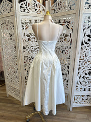 Triangle Neck White Midi Dress- Not Stretchy, No Estira