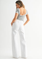 EMMA WHITE WIDE-LEG JEANS