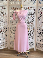 Pink Asymmetrical Midi Dress - no Estira, no Stretchy