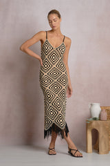 Aleki Crochet Maxi Black White Combo