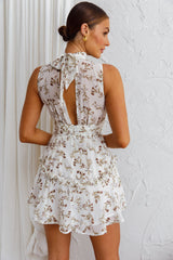 Monte Cristi High Neck Frill Trim Mini Dress White