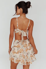 In The Now Sweetheart Tied Back Mini Dress Beige