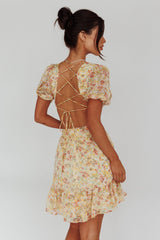 Graciele Laced Back Cut-Out Mini Dress Floral Orange