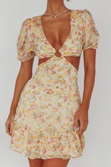 Graciele Laced Back Cut-Out Mini Dress Floral Orange