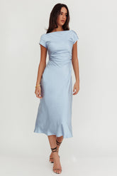 Loveland Cap Sleeve Cowl Back Midi Dress Baby Blue