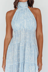 South Haven Halter Midi Dress Floral Blue