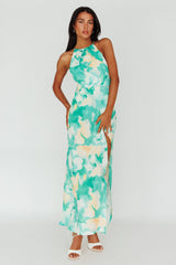 Val Cowl Back Maxi Dress Floral Green