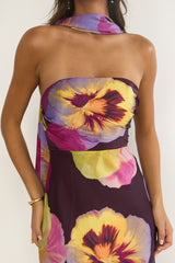 City Of Stars Strapless Scarf Maxi Dress Pansies Plum
