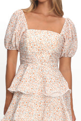 Giavana Puff Sleeve Layered Maxi Dress Orange