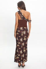Milos Asymmetric Neckline Maxi Dress Floral
