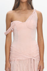 Keia Crepe Chiffon One-Shoulder Maxi Dress Light Pink