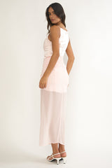Amelisse Sheer Waist Wrap Maxi Dress Pink