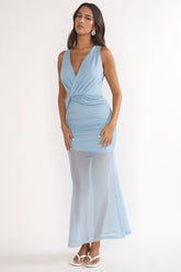 Clarisa Twist Waist Maxi Dress Blue