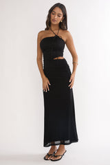 Truths Cut-Out Waist Ruched Maxi Dress Black