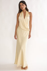 Jelina Draped Halter Maxi Dress Butter