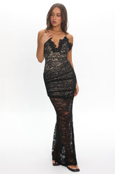 Capri Sunset Lace Overlay Maxi Dress Black