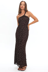 Honeydew Back Knot Maxi Dress Polka Dot Chocolate