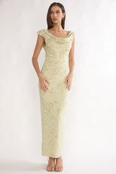 Evermore Cowl Neck Maxi Dress Floral Sage