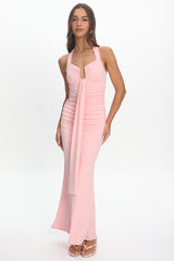 Opera Drape Bust Maxi Dress Pink