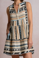 Venus Dress Neutral Aztec