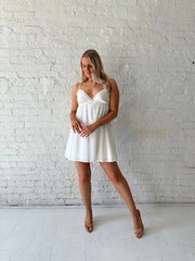 Cece White Lace Trim Mini Dress