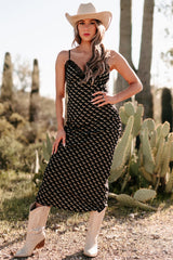Darling I'm Different Western Printed Maxi Dress (Black)
